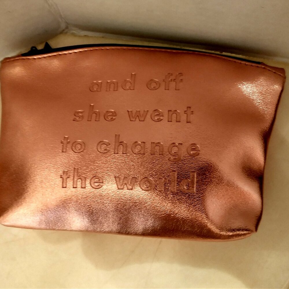 NEW ROSE GOLD METALLIC COSMETIC BAG
